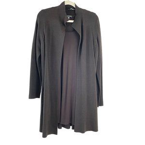Eileen Fisher Chocolate Brown Knit Dress and Cardigan Set Sz M